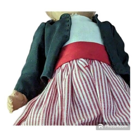 Vintage Celluloid Baby Doll 8" Jointed Painted Eyes Red White Blue Ruby Lips - Picture 3 of 5